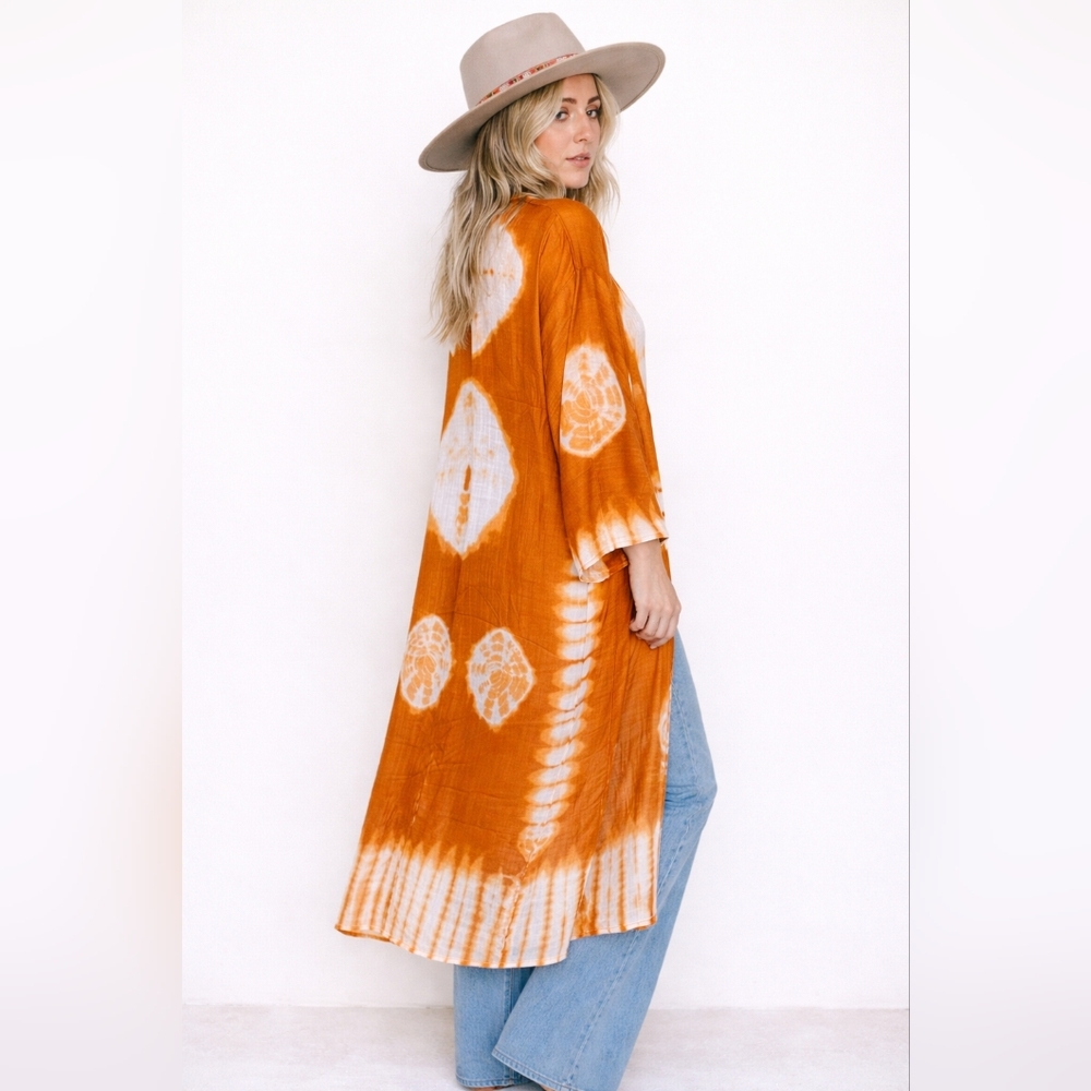 Boho Tie Dye Kimono Duster | Lightweight Summer Layer | Beach CoverUp | Festival